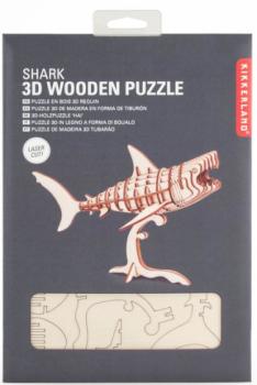 Preview: Kikkerland 3D-Puzzle Hai 24 x 15 cm Holz natur